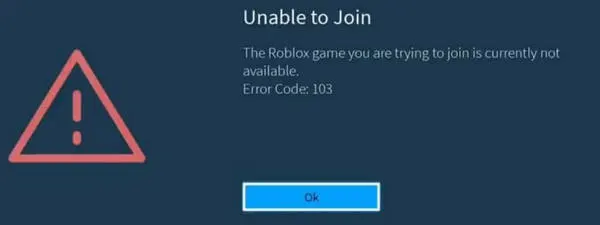 Roblox error code 103
